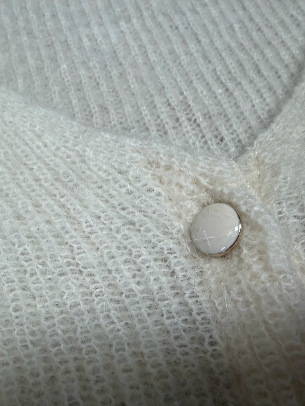 SEZANE Barry Ivory Ecru Mohair Alpaca Blend Cardigan Sweater V Neck Size XS - Picture 11 of 13